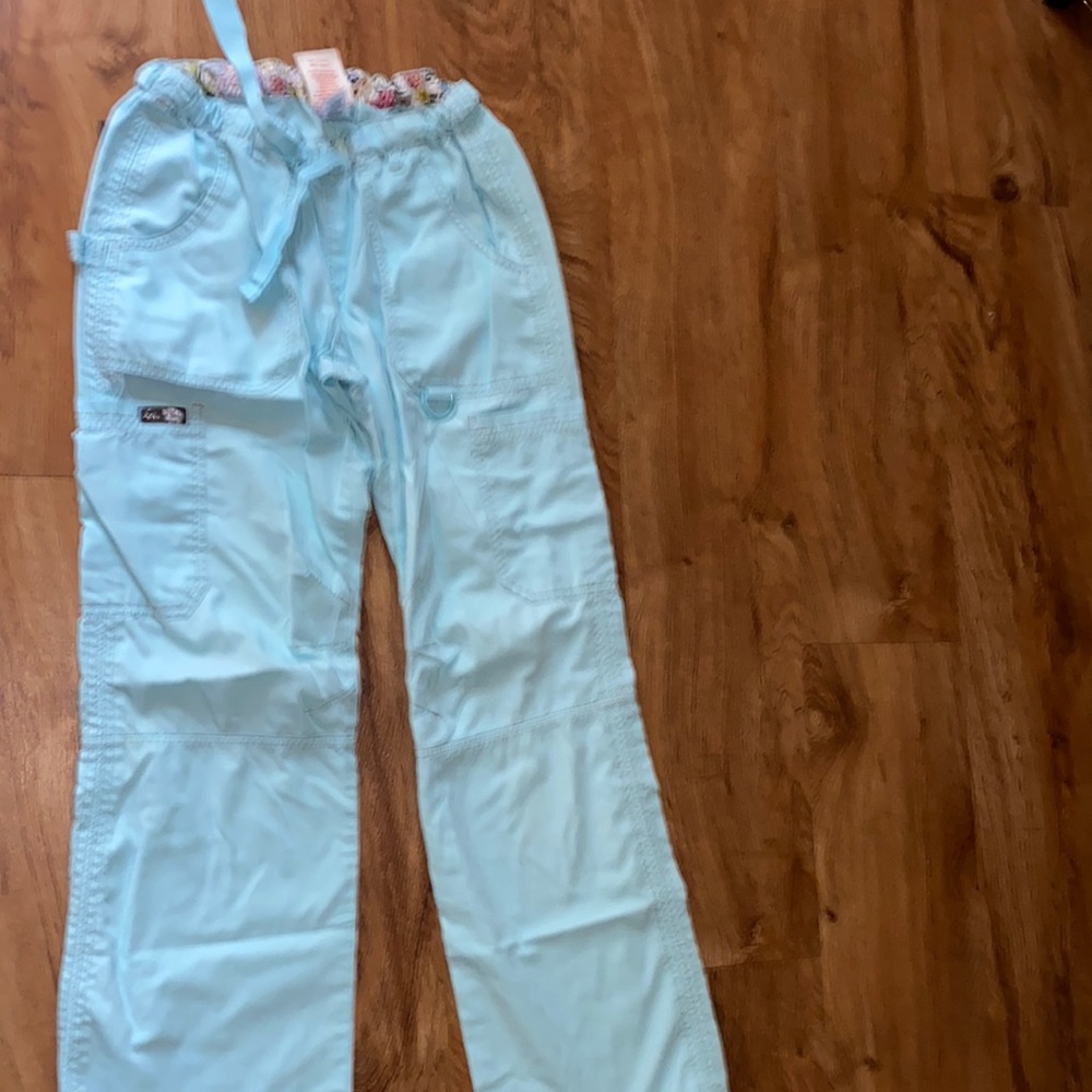 Kathy peterson koi scrubs ice blue pants